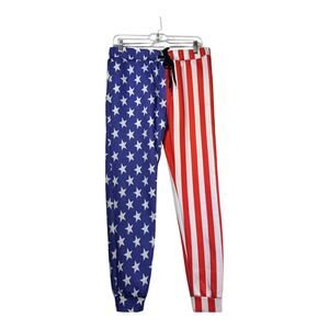 american flag drawstring tapered leg patriotic pants size S